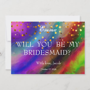 Gold Glitter Will You Be My Bridesmaid Invitation