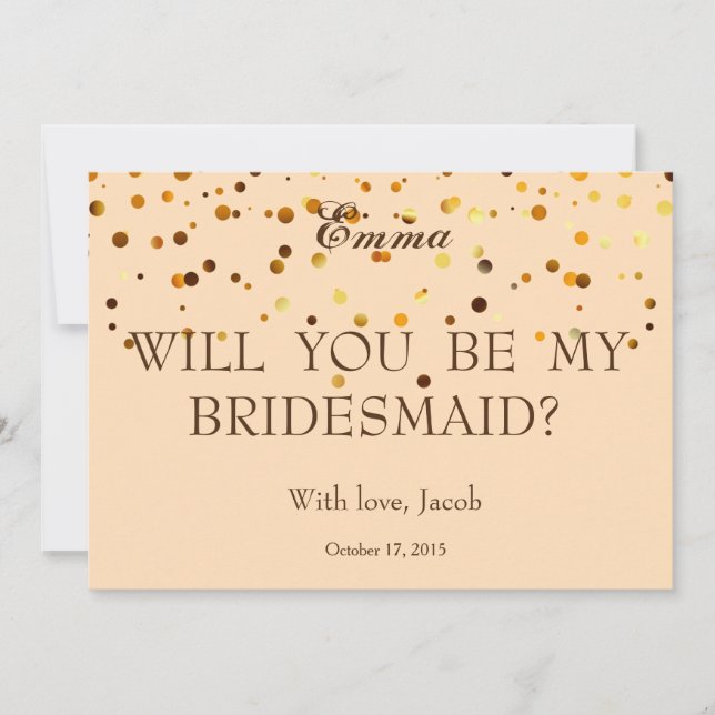 Gold Glitter Will You Be My Bridesmaid Invitation (Front)