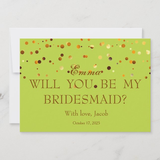Gold Glitter Will You Be My Bridesmaid Invitation (Front)