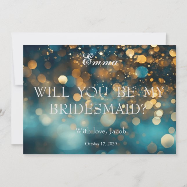 Gold Glitter Will You Be My Bridesmaid Invitation (Front)