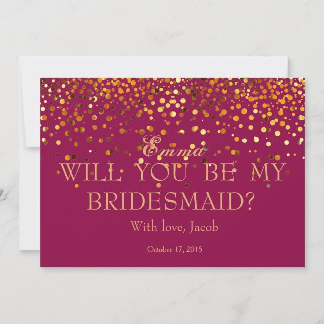 Gold Glitter Will You Be My Bridesmaid Invitation (Front)