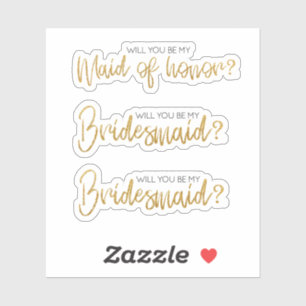 Gold glitter Will You Be My Bridesmaid Proposal