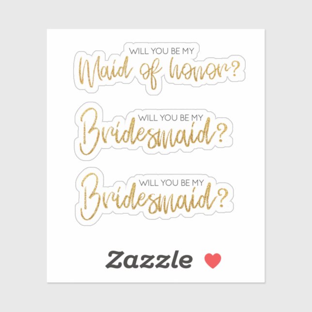 Gold glitter Will You Be My Bridesmaid Proposal (Sheet)