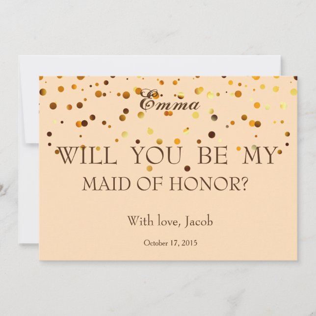 Gold Glitter Will You Be My MAID OF HONOR Invitation (Front)