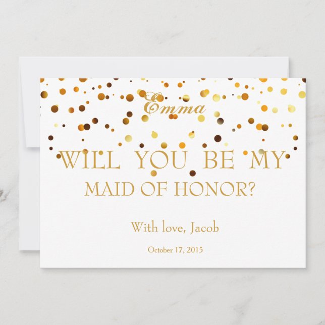 Gold Glitter Will You Be My MAID OF HONOR Invitation (Front)