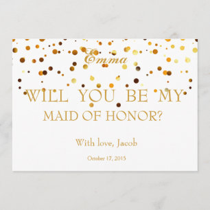 Gold Glitter Will You Be My MAID OF HONOR Invitation