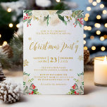 Gold Glitter Winter Floral Berries Christmas Party Invitation<br><div class="desc">Gold Glitter Winter Floral Berries Christmas Party Invitation. For further customisation,  please click the "customise further" link and use our design tool to modify this template.</div>