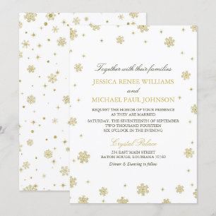 Gold Glitter Winter Wonderland Wedding Invitation