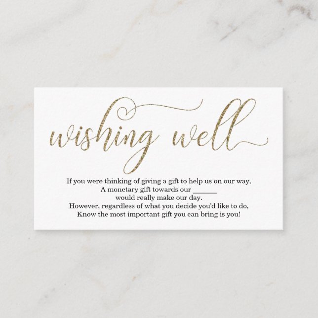 Gold Glitter Wishing Well for Wedding Invitation (Front)