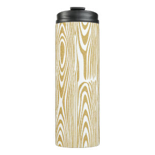 Gold Glitter Wooden Rings White Background Thermal Tumbler