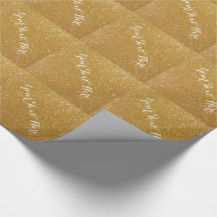 Gold glitter wrapping paper with chic typography