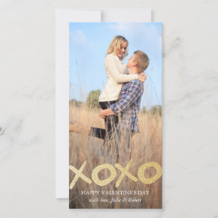 Gold Glitter XOXO Valentine's Day Photo Cards