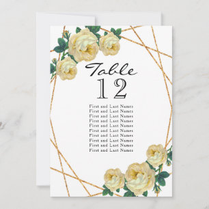 Gold Glitter Yellow Floral Geo Table No Seating Announcement