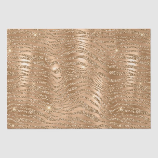 Gold Glitter Zebra Stripes Metallic Pattern Tissue Paper (Front)
