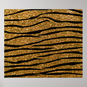Gold glitter zebra stripes poster