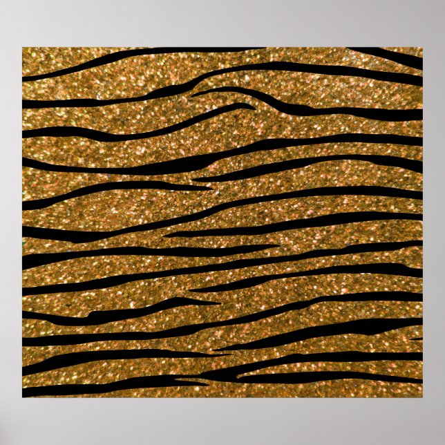 Gold glitter zebra stripes poster (Front)