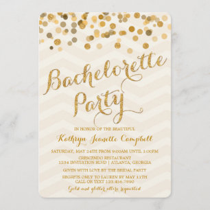 Gold Glittering Confetti Bachelorette Party Invite