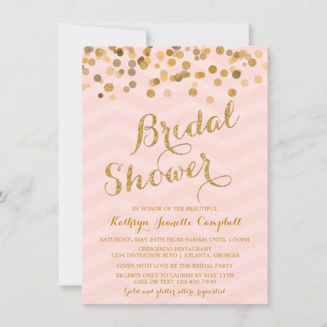 Gold Glittering Confetti Bridal Shower Invite (Front)