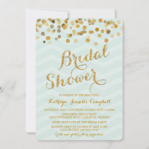 Gold Glittering Confetti Bridal Shower Invite