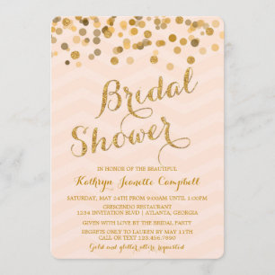 Gold Glittering Confetti Bridal Shower Invite