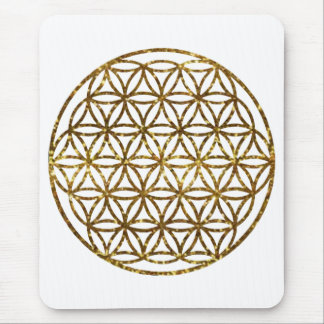 Gold glittering sparkle flower of life mouse mat