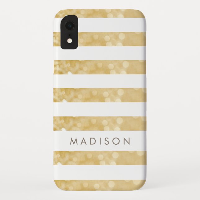 Gold Glittering Stripes Personalised iPhone Case-M Case-Mate iPhone Case (Back)