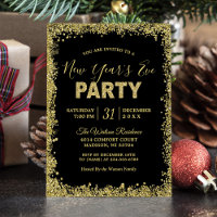 Gold Glitters Border Typography New Year's Party