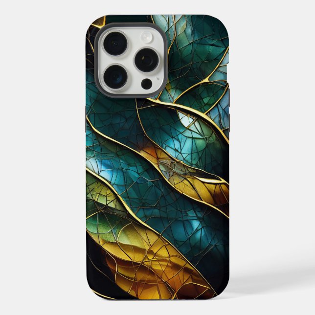 Gold Glitters Colourful Glass Abstract Pattern iPhone Case (Back)