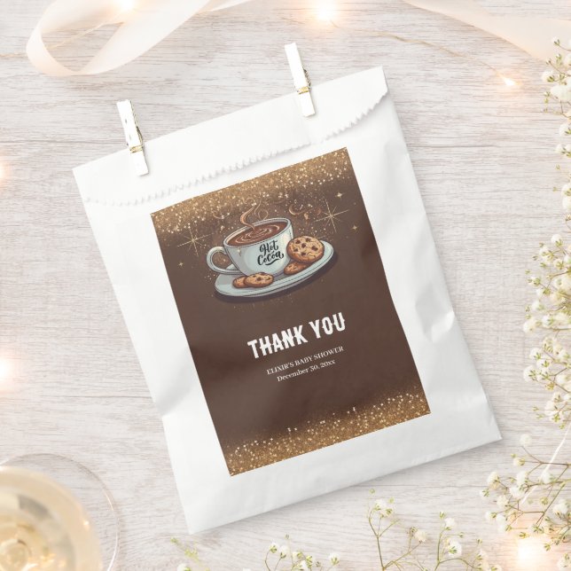Gold Glitters Hot Chocolate Winter Baby Shower Favour Bags (Clipped)