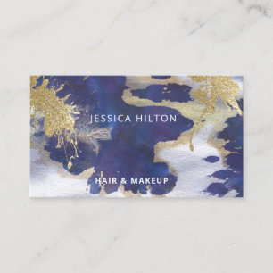 Gold glittery abstract elegant watercolor wash  business card