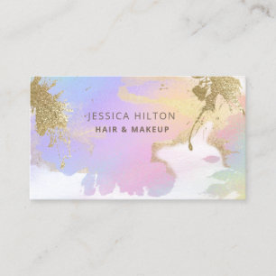Gold glittery abstract holographic watercolor wash business card