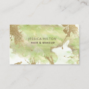 Gold glittery abstract pastel watercolor wash business card