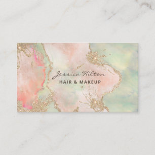 Gold glittery abstract pastel watercolor wash   business card