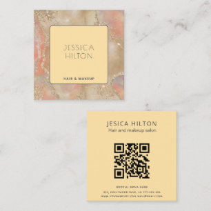 Gold glittery abstract pastel watercolor wash  square business card