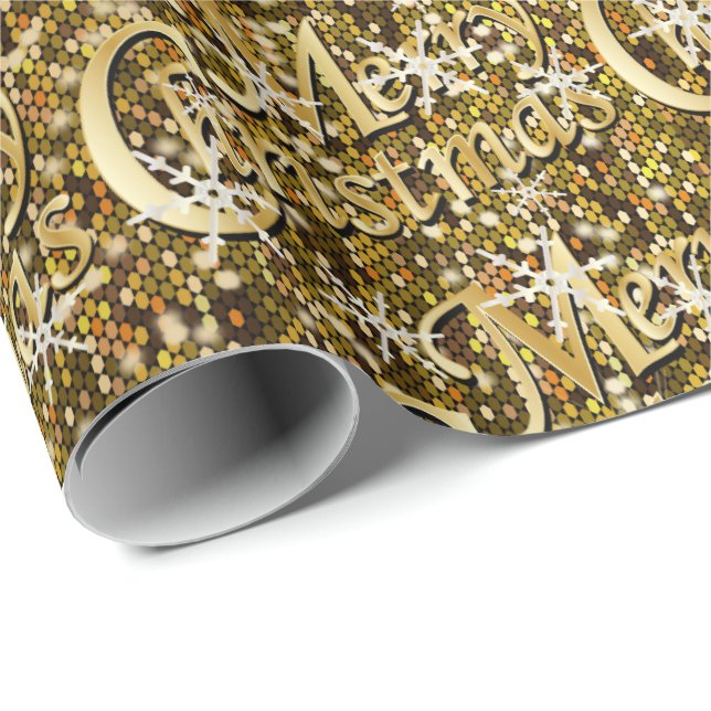 Gold Glittery Confetti Merry Christmas Wrapping Paper (Roll Corner)