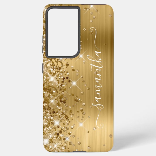 Gold Glittery Foil Girly Signature Samsung Galaxy S21+ Case (Back)