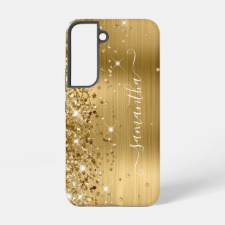 Gold Glittery Foil Girly Signature Samsung Galaxy Case