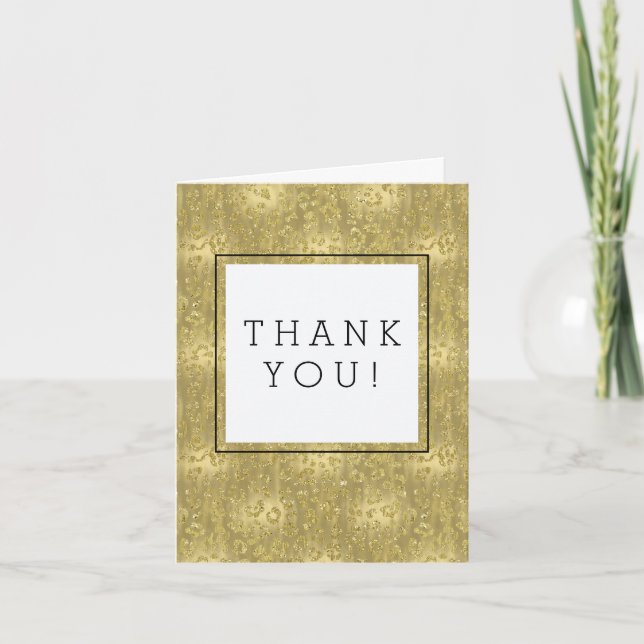 Gold Glittery Leopard Print Thank You (Front)