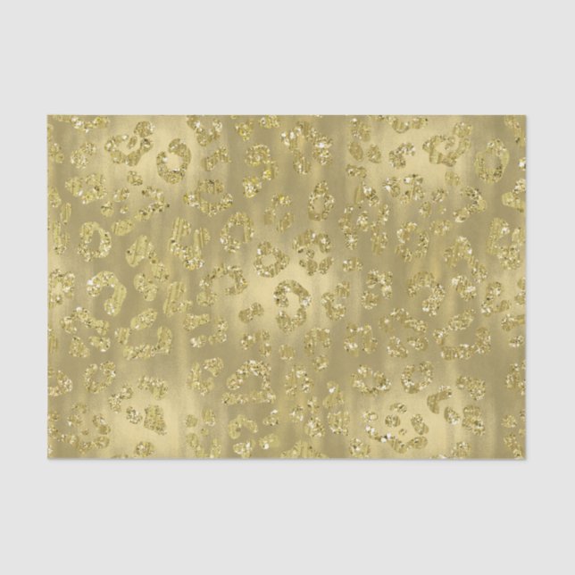 Gold Glittery Leopard Print Tissue Paper (Front)