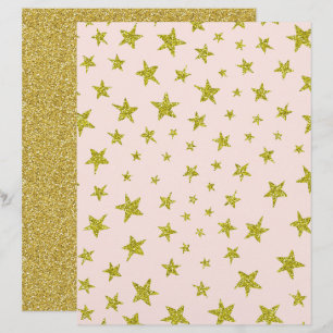 Gold Glittery Looking Star Scrapbook Paper