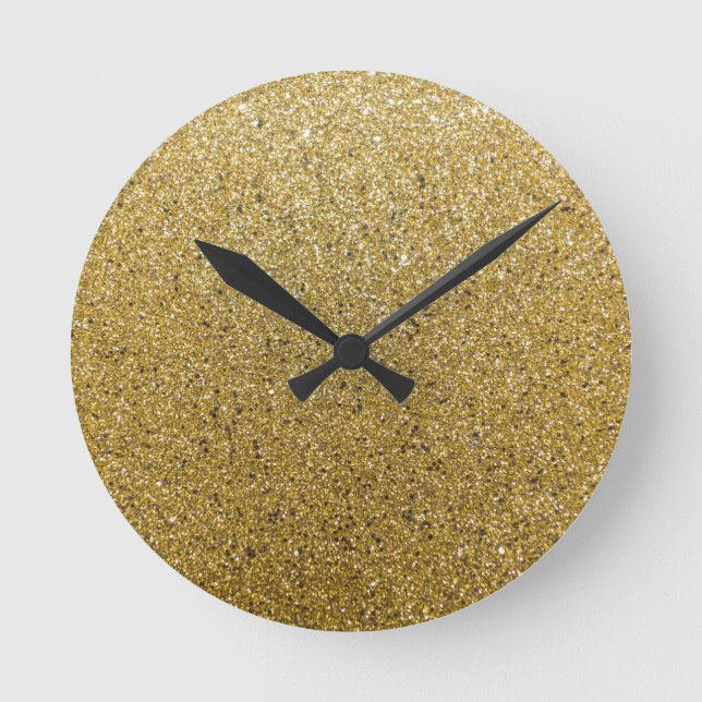Gold Glittery Paper Round Clock (Front)