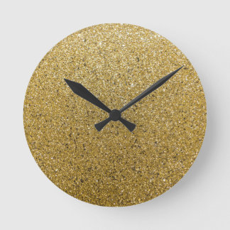 Gold Glittery Paper Round Clock