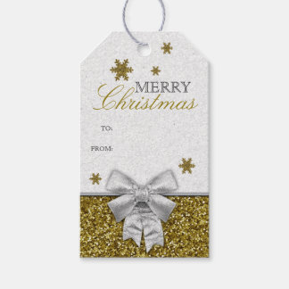 Gold Glittery Snowflakes Gift Tags