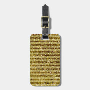 Gold Glittery Stripes Luggage Tag