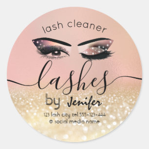 Gold glittery wink lash extension lash cleaner classic round sticker