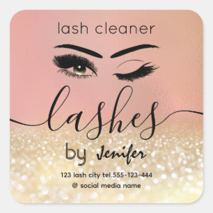 Gold glittery wink lash extension lash  square sticker