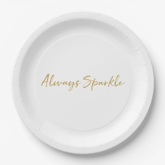 Gold Glitz Always Sparkle Paper Plate (Front)
