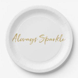 Gold Glitz Always Sparkle Paper Plate