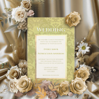 Gold Glitz Damask Wedding Invitation
