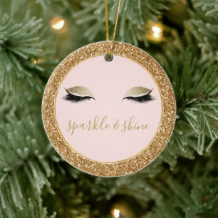 Gold Glitz Eyes Ceramic Tree Decoration